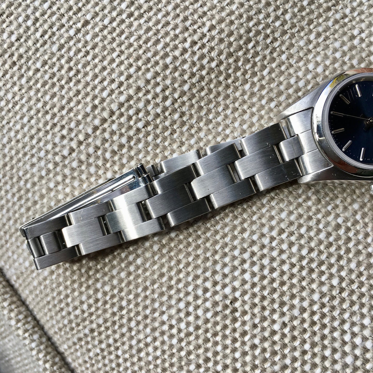 Rolex Ladies Oyster Perpetual 67180 Blue Stick Stainless Steel Wristwatch - Hashtag Watch Company