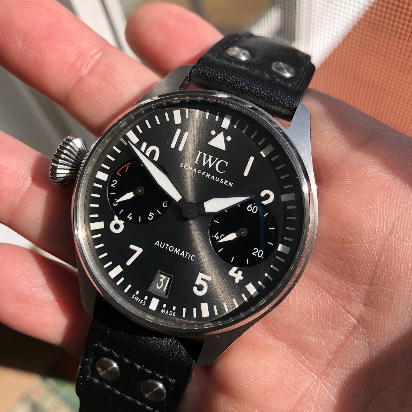 2019 IWC Big Pilot IW501012 “Right-Hander” Limited Edition Steel Chronograph Wristwatch with Box and Papers - Hashtag Watch Company