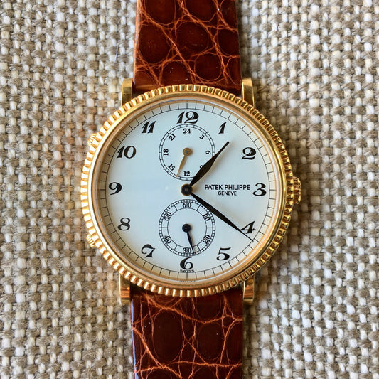 Patek Philippe Calatrava Travel Time 5034J Manual Yellow Gold Mens Watch - Hashtag Watch Company