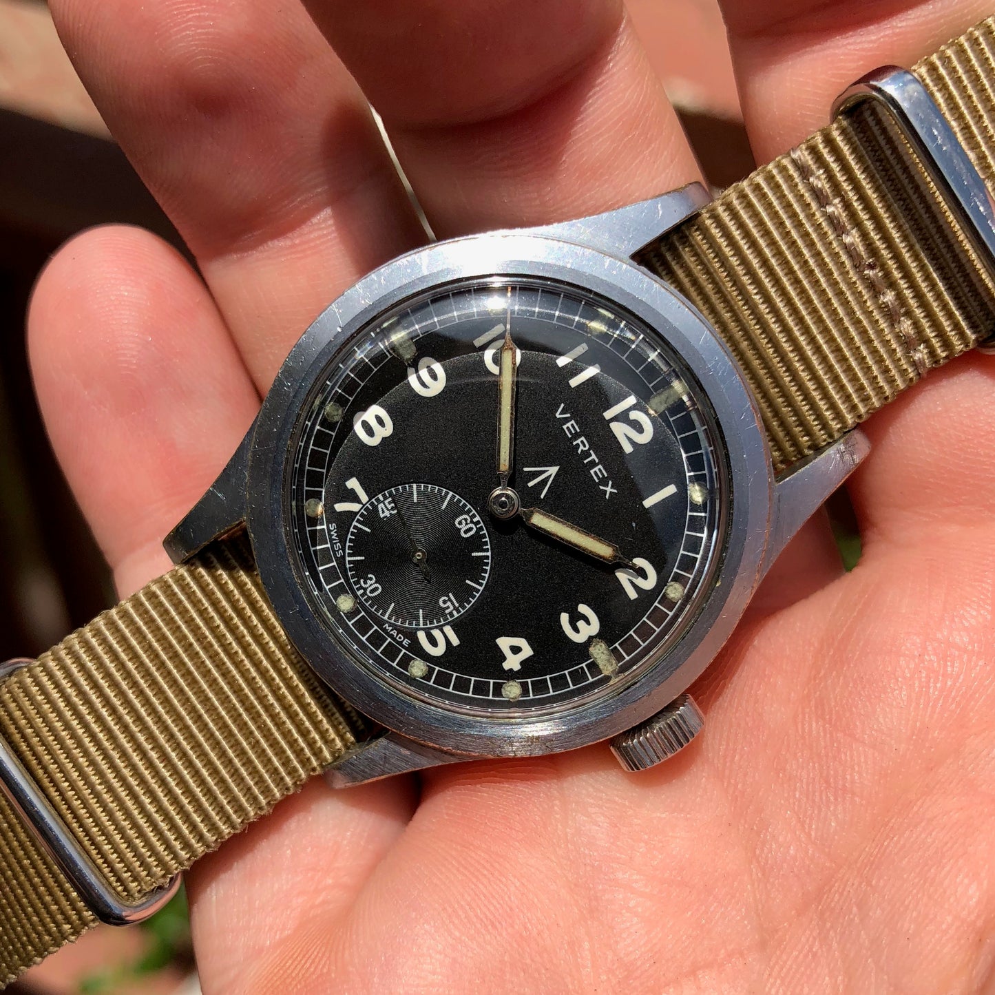 Vintage Vertex WWW Military Dirty Dozen British Military WWII Black Wristwatch - Hashtag Watch Company