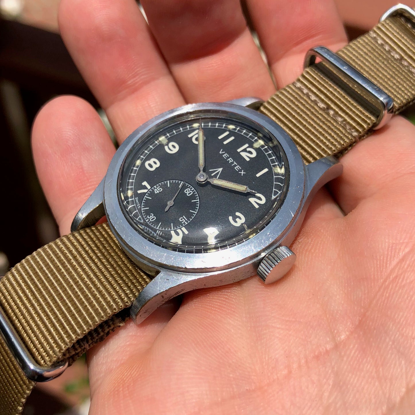 Vintage Vertex WWW Military Dirty Dozen British Military WWII Black Wristwatch - Hashtag Watch Company