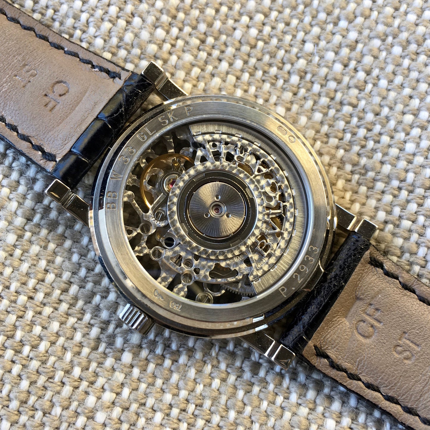 Bvlgari 18K White Gold BB.W.33.GL.SK.P Skeleton Leather Wristwatch - Hashtag Watch Company
