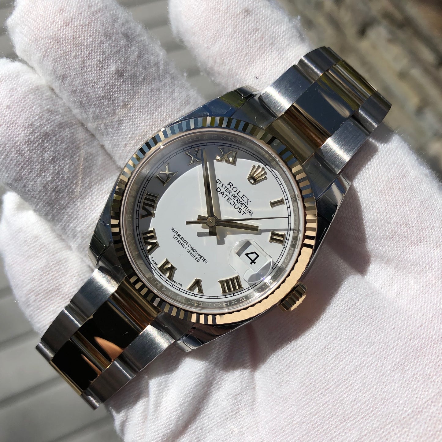 Rolex Datejust 116233 White Roman Two Tone Steel Gold Oyster Wristwatch Box & Papers New Unworn - Hashtag Watch Company
