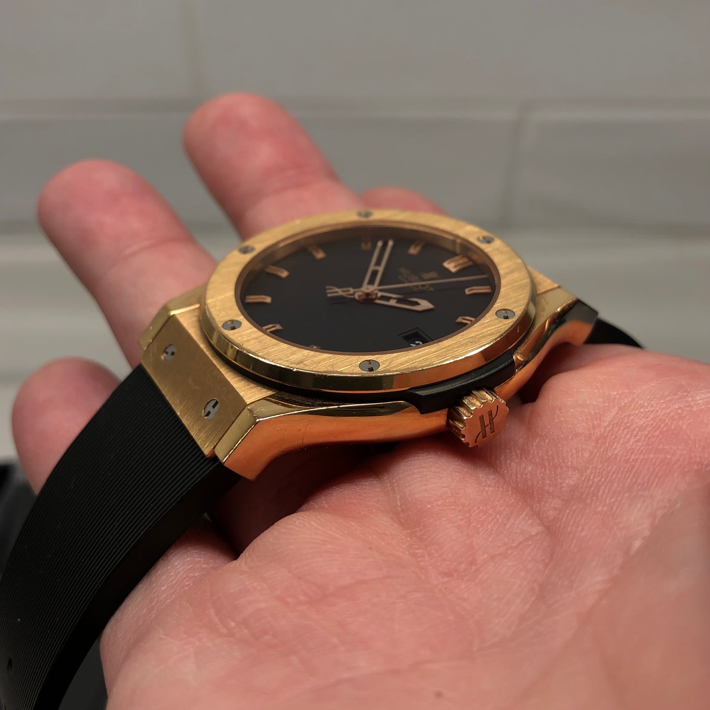 Hublot Classic Fusion 542.PX.1180.RX 18K Rose Gold Rubber 42mm Automatic Wristwatch with Box and Papers - Hashtag Watch Company