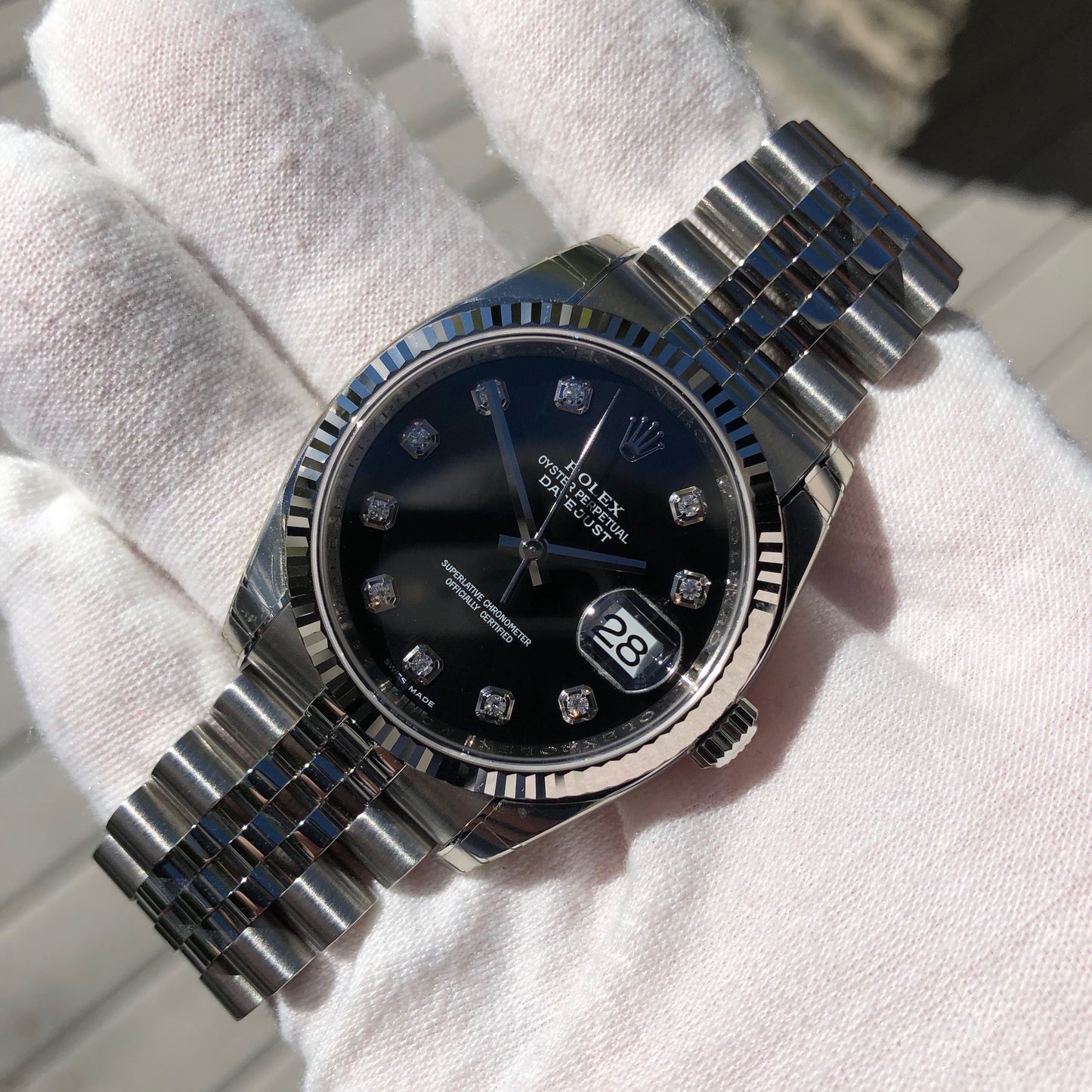 Rolex Datejust 116234 Black Diamond 36mm Jubilee Wristwatch Box & Papers New Unworn - Hashtag Watch Company