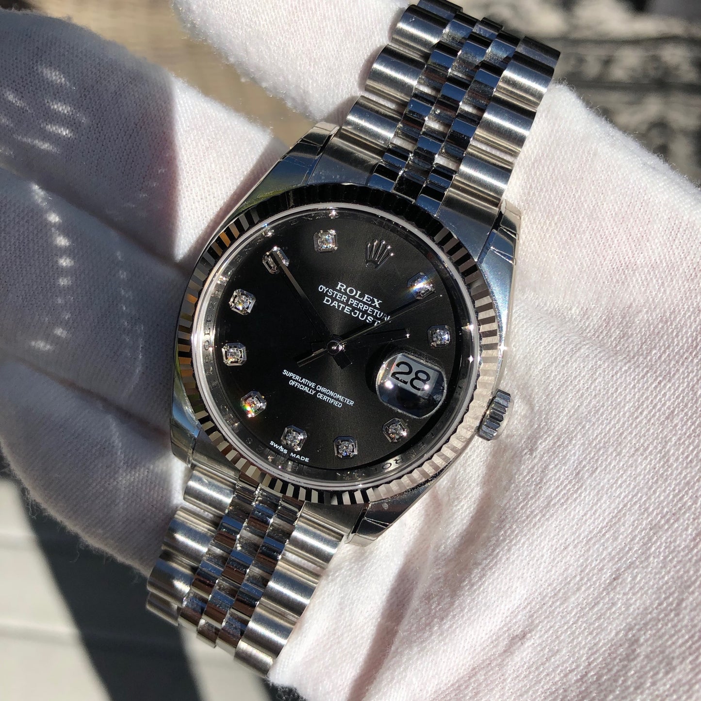 Rolex Datejust 116234 Black Diamond 36mm Jubilee Wristwatch Box & Papers New Unworn - Hashtag Watch Company