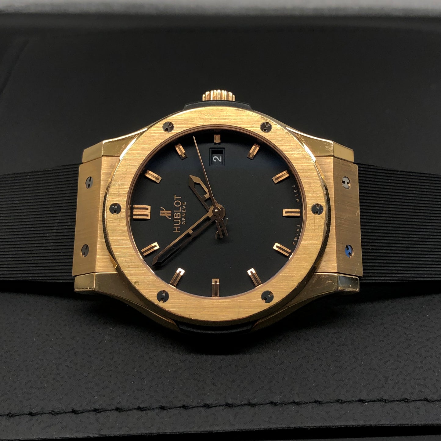 Hublot Classic Fusion 542.PX.1180.RX 18K Rose Gold Rubber 42mm Automatic Wristwatch with Box and Papers - Hashtag Watch Company