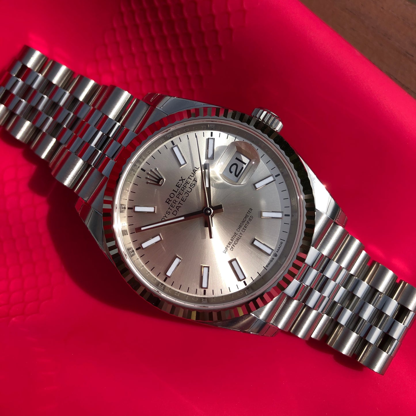 Rolex Datejust 126234 Silver Stick 36mm Jubilee Wristwatch Box & Papers New Unworn 2020 - Hashtag Watch Company