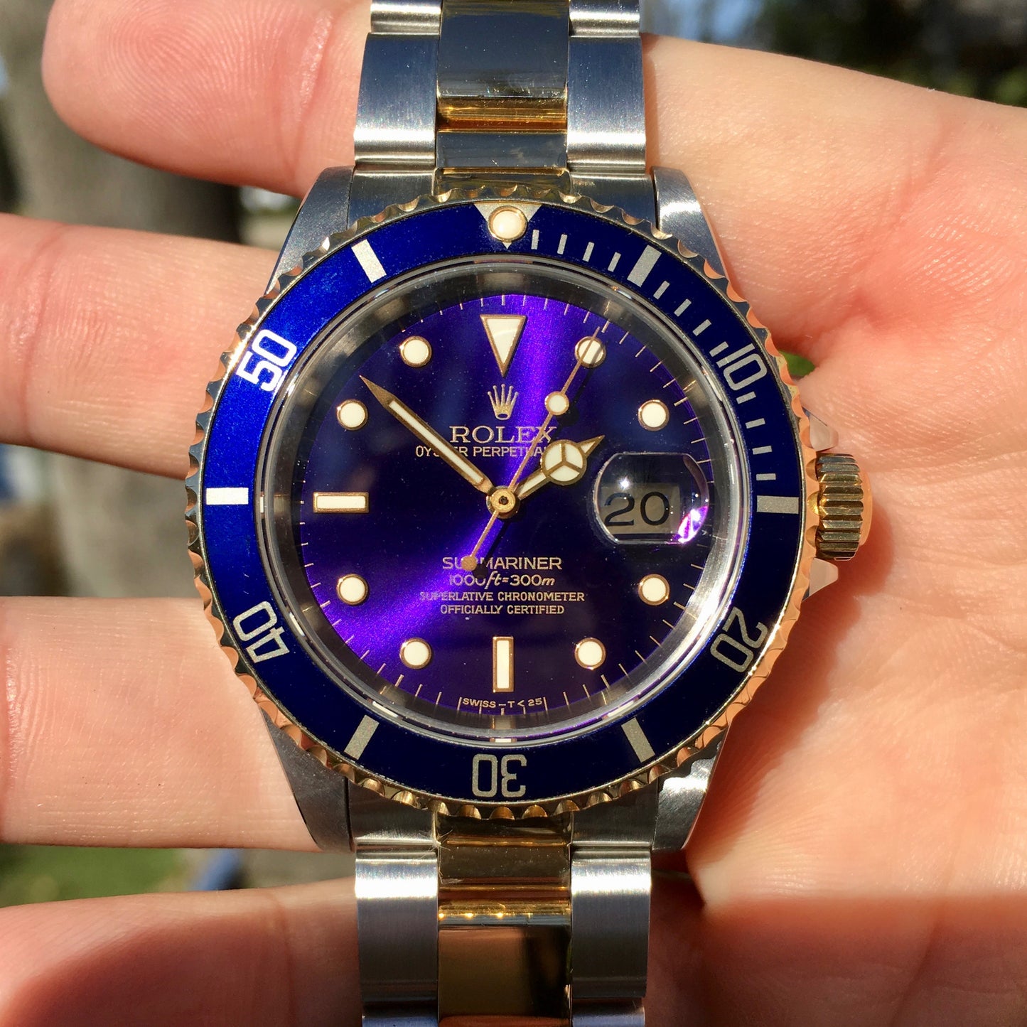 Rolex Submariner 16613 Two Tone Purple Color Change Steel 18K Gold "S" Serial 1993 Wristwatch - Hashtag Watch Company