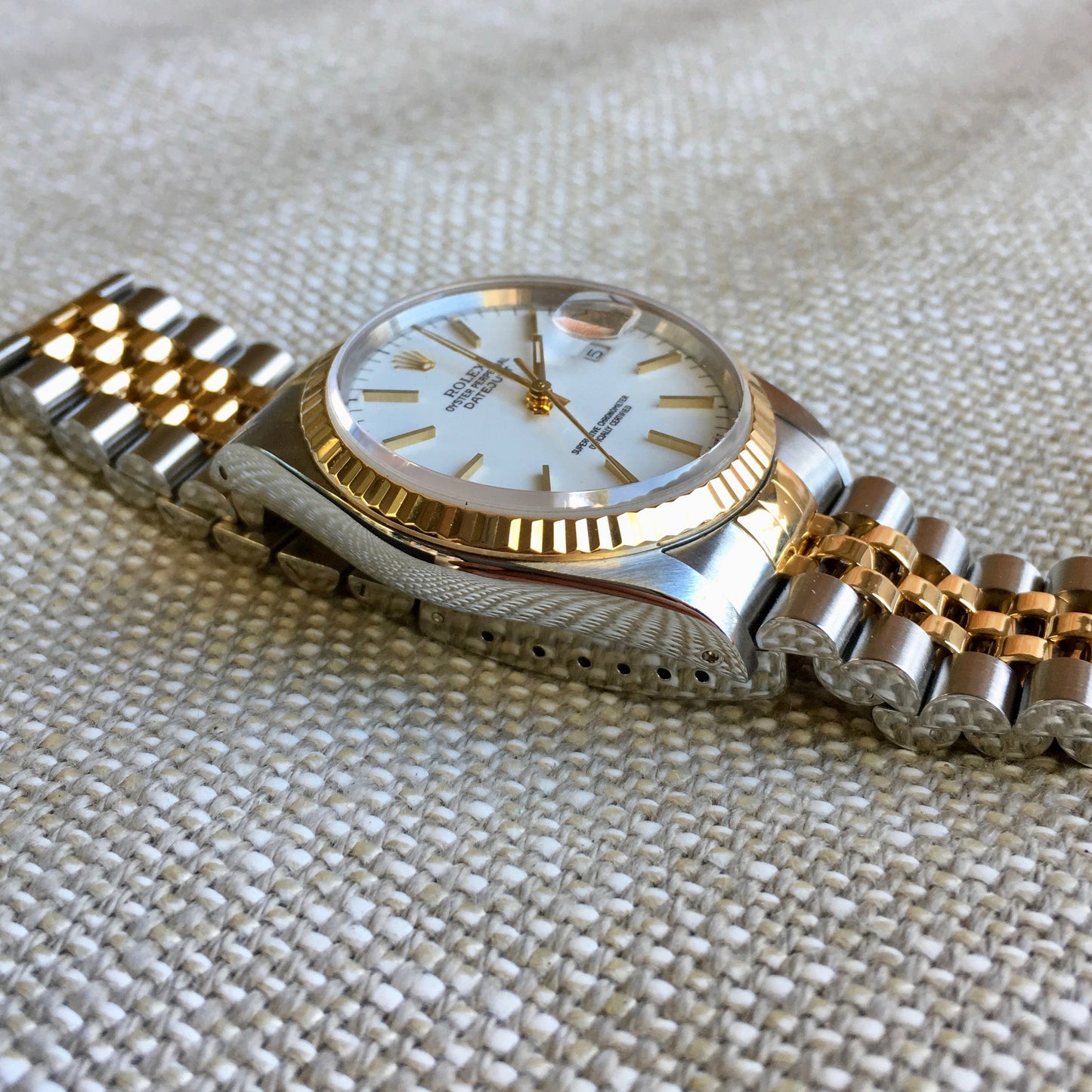 Rolex Datejust 16233 White Stick Two Tone Cal. 3135 "S" 1993 Serial Watch - Hashtag Watch Company