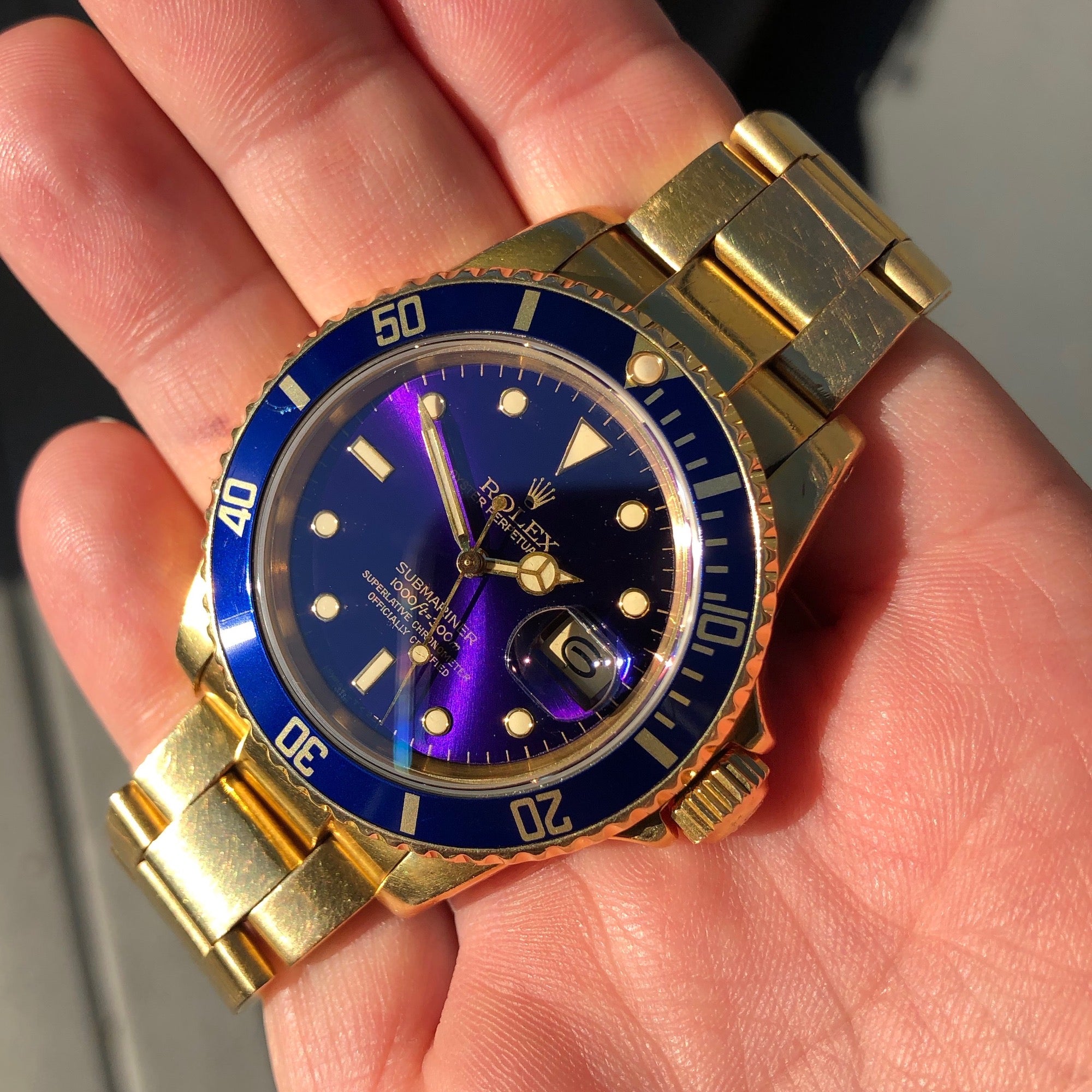 1981 Rolex Submariner 16808 Purple Tropical 18K Yellow Gold