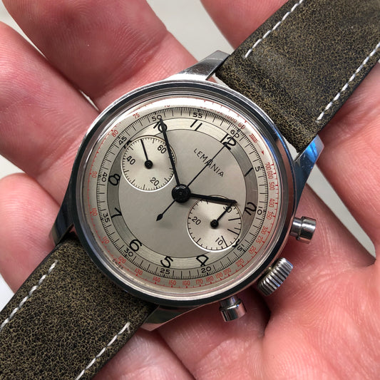 Lemania Multiscale Sector Dial 27CH Chronograph 35mm Steel Vintage Wristwatch - Hashtag Watch Company