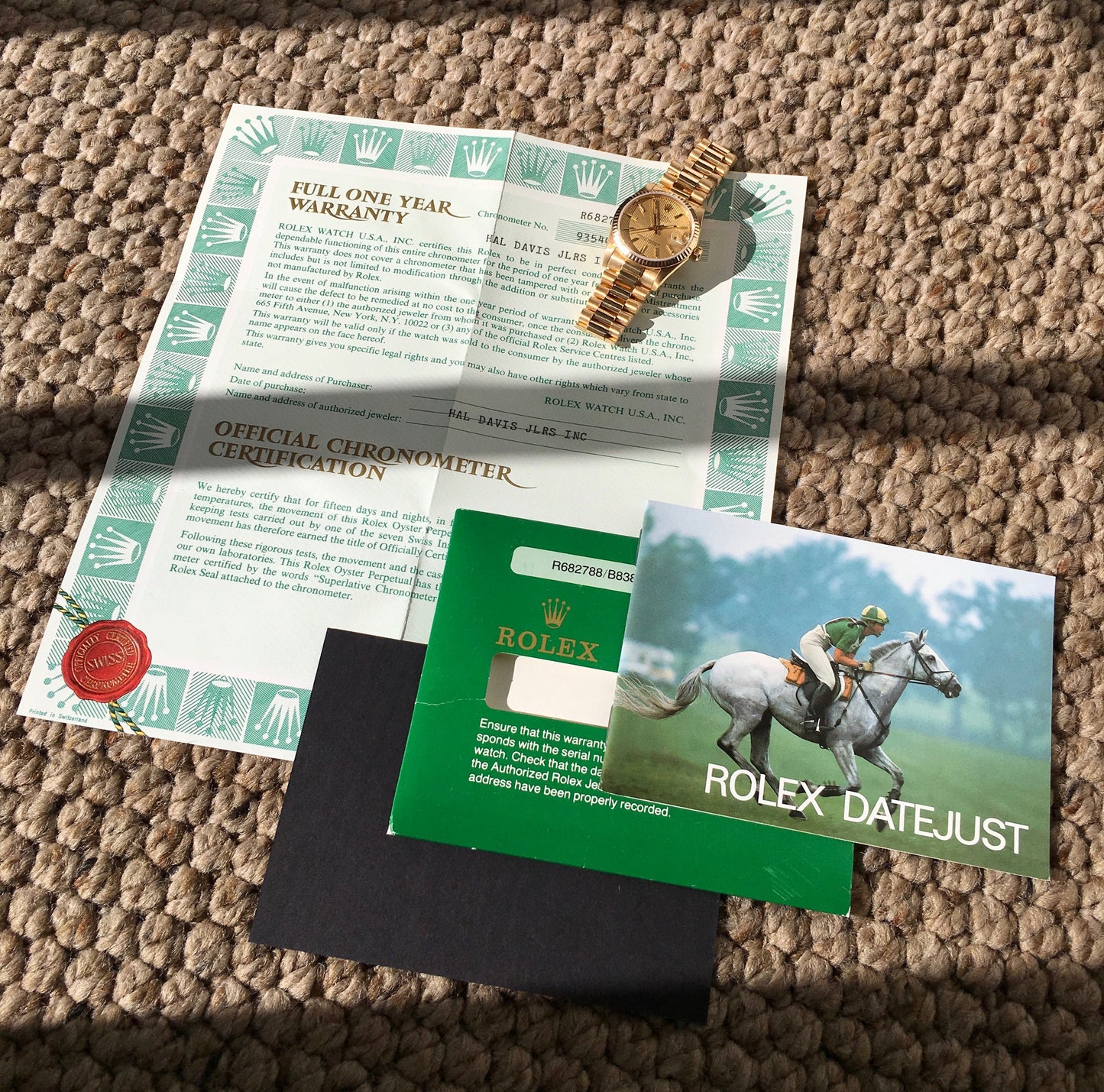 Rolex Ladies President 68278 Midsize Datejust 31mm 18K Yellow Gold Tapestry Champagne Wristwatch - Hashtag Watch Company