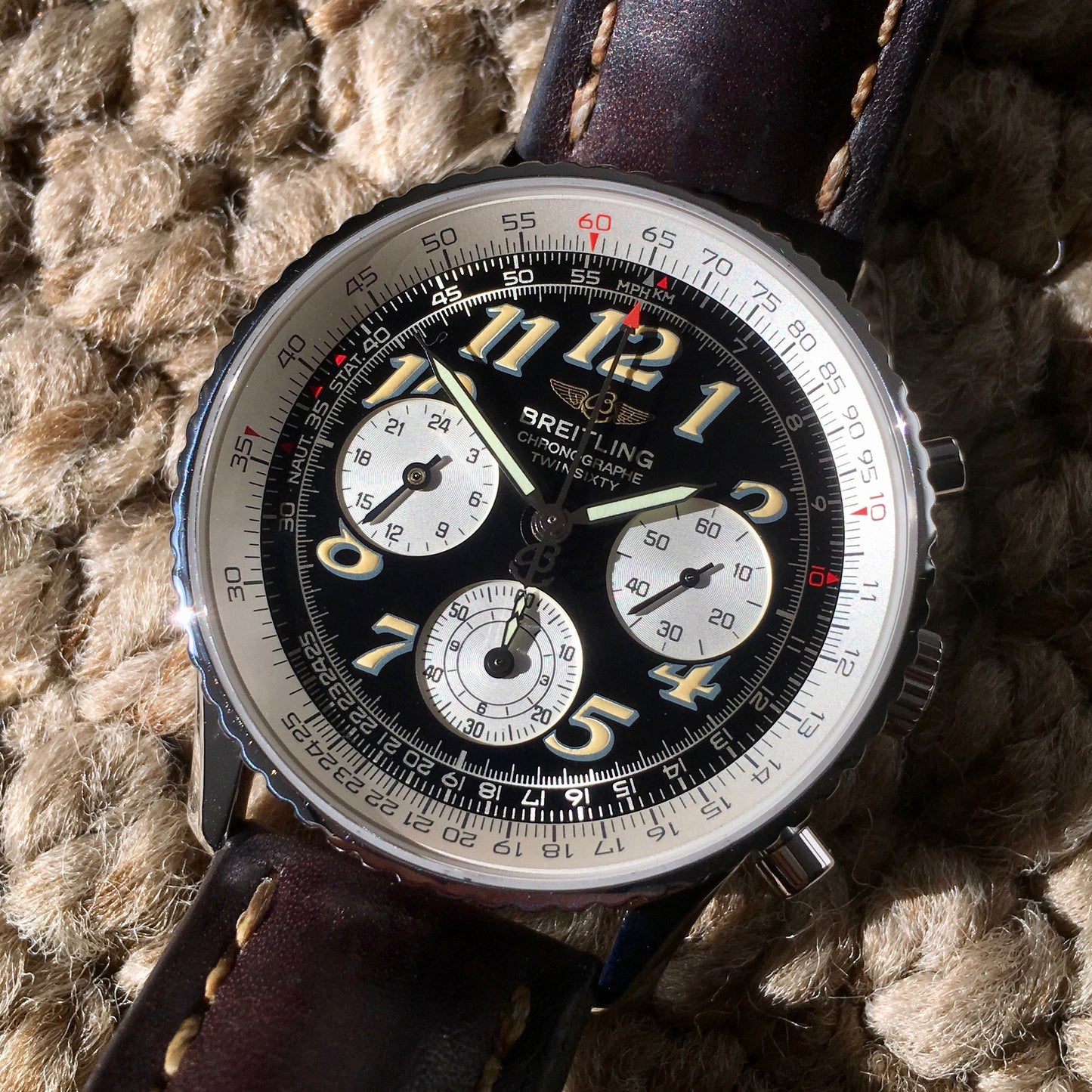 Breitling Navitimer TwinSixty 2 A39022.1 Stainless Steel Black Dial Automatic Wristwatch - Hashtag Watch Company