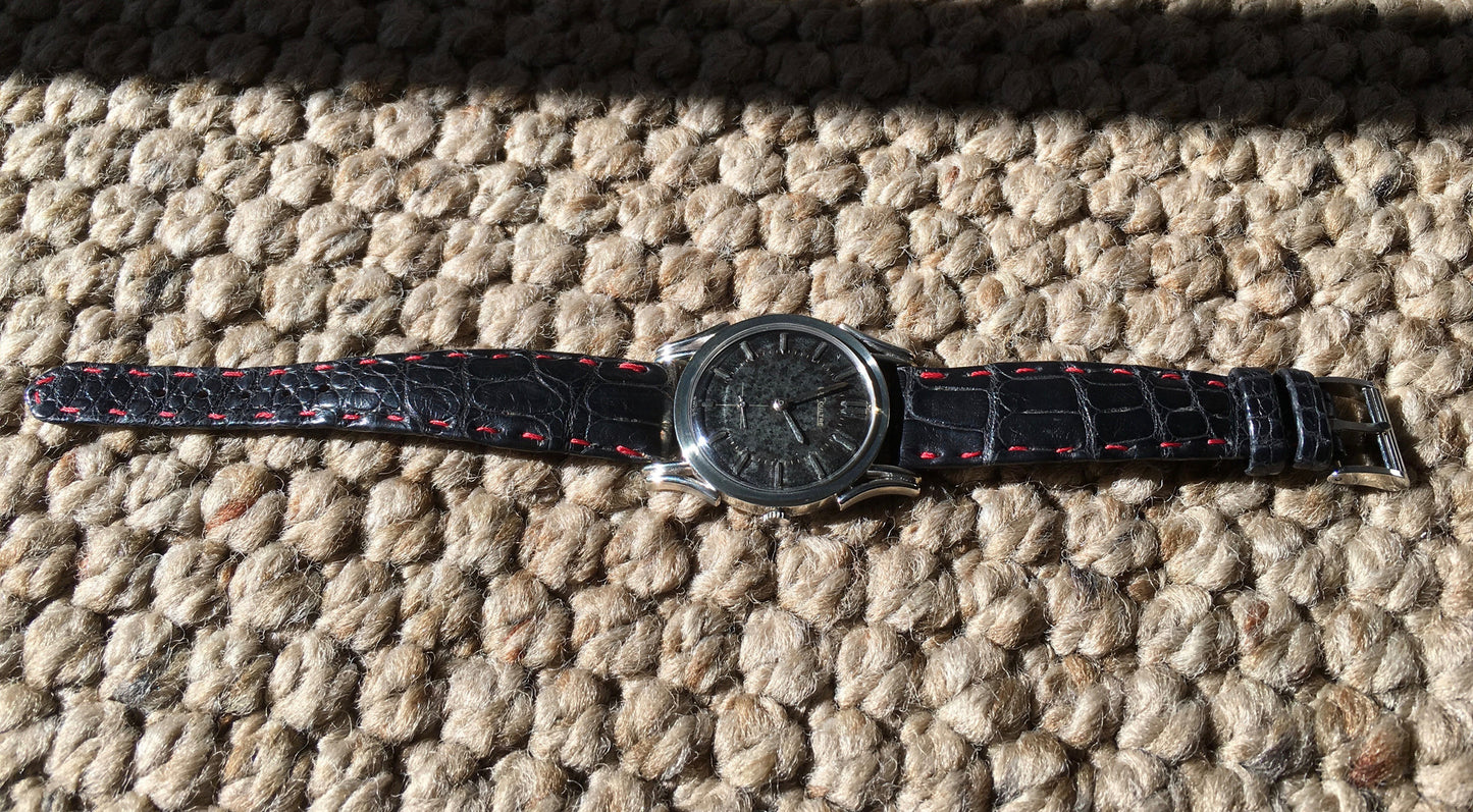 Vintage LeCoultre Fancy Lugs Black Manual Wind Cal. 480/CW Gold Filled Wristwatch - Hashtag Watch Company