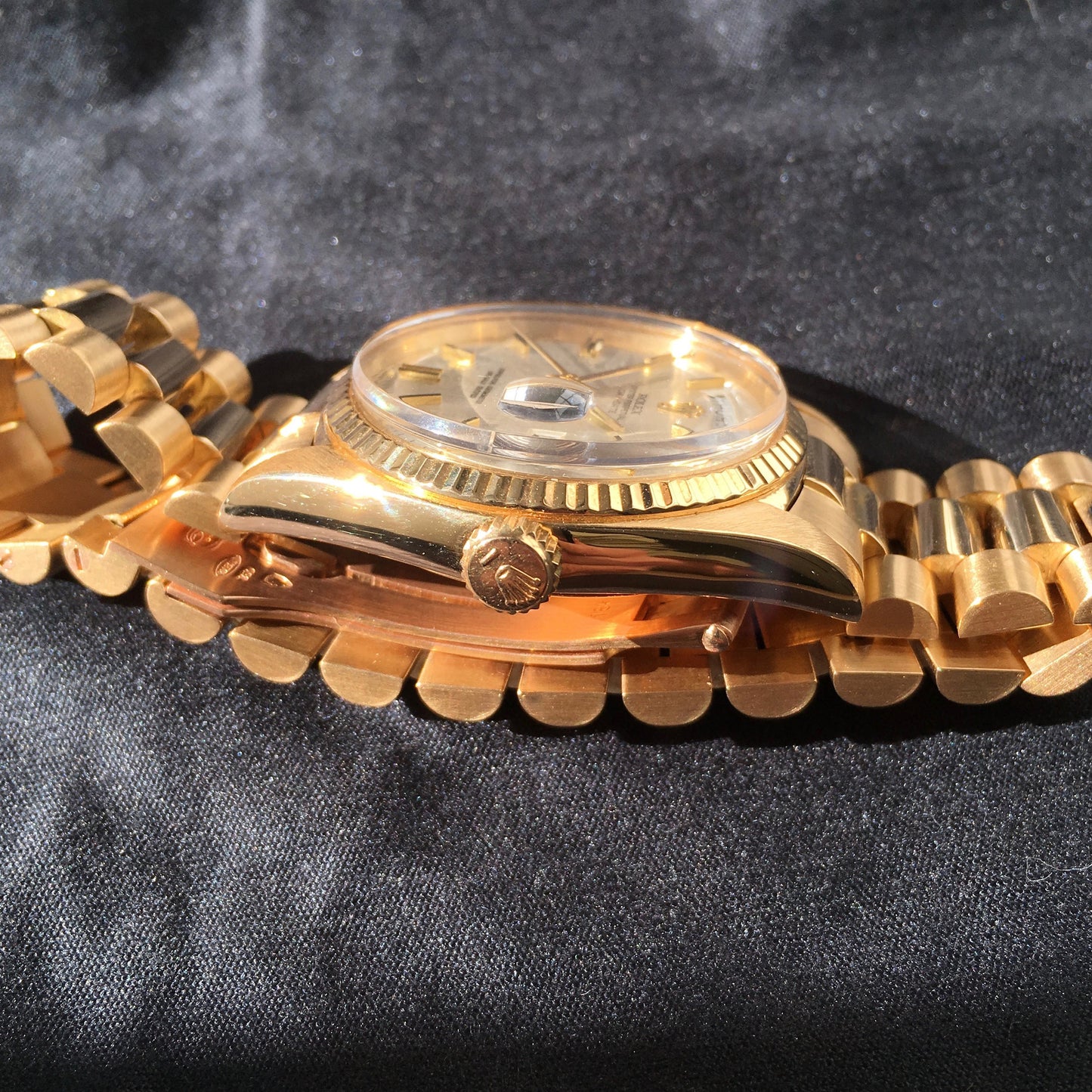 Vintage Rolex President 1803 Day Date 18K Yellow Gold Linen 1972 Wristwatch - Hashtag Watch Company