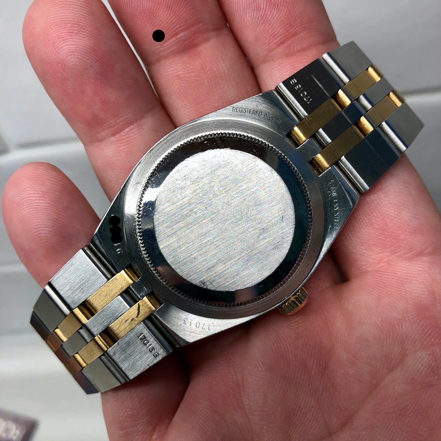 1986 Rolex Datejust Oysterquartz 17013 Black Two Tone Wristwatch with Box Papers - Hashtag Watch Company