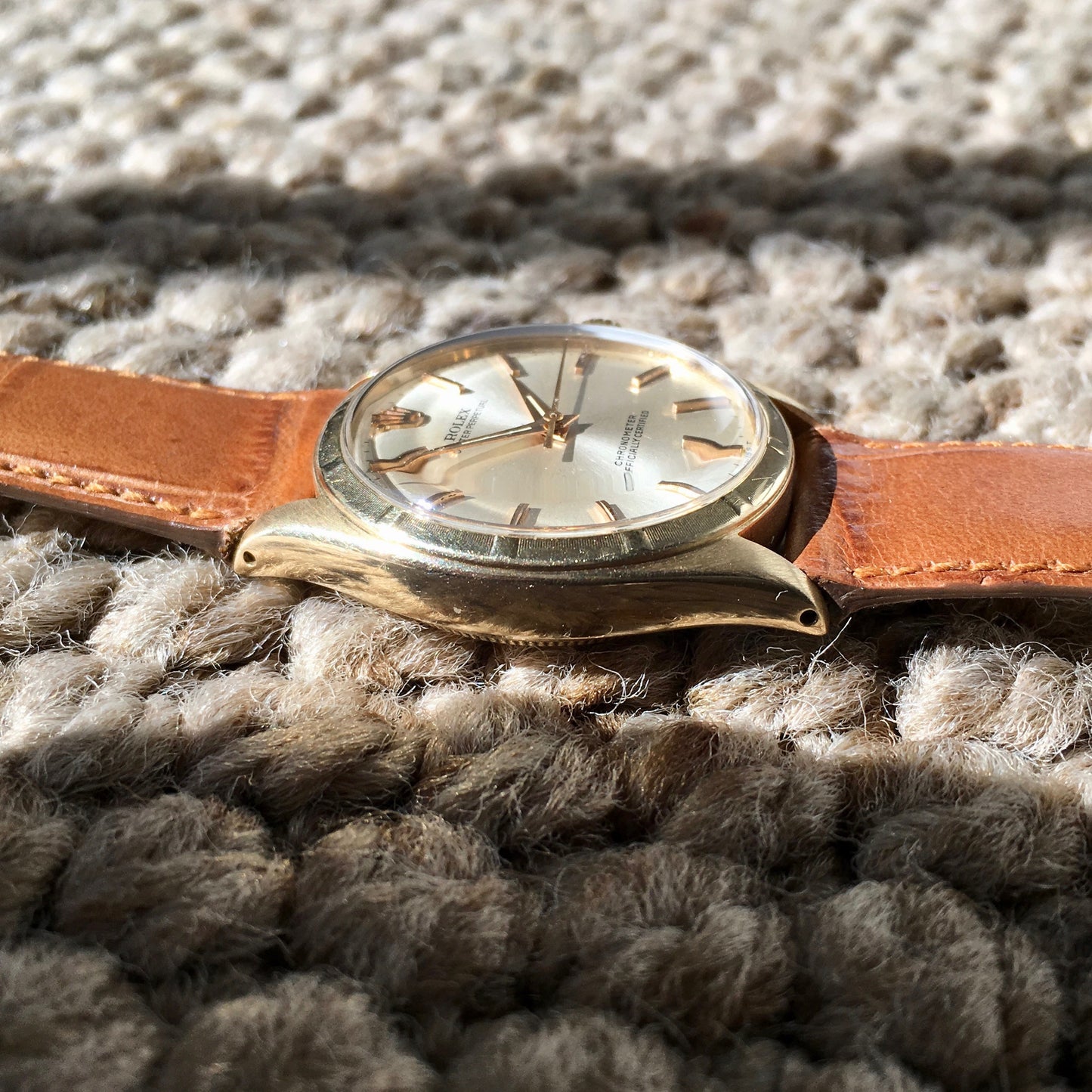 Vintage Rolex Oyster Perpetual 6085 14K Yellow Gold Silver 1954 Wristwatch - Hashtag Watch Company