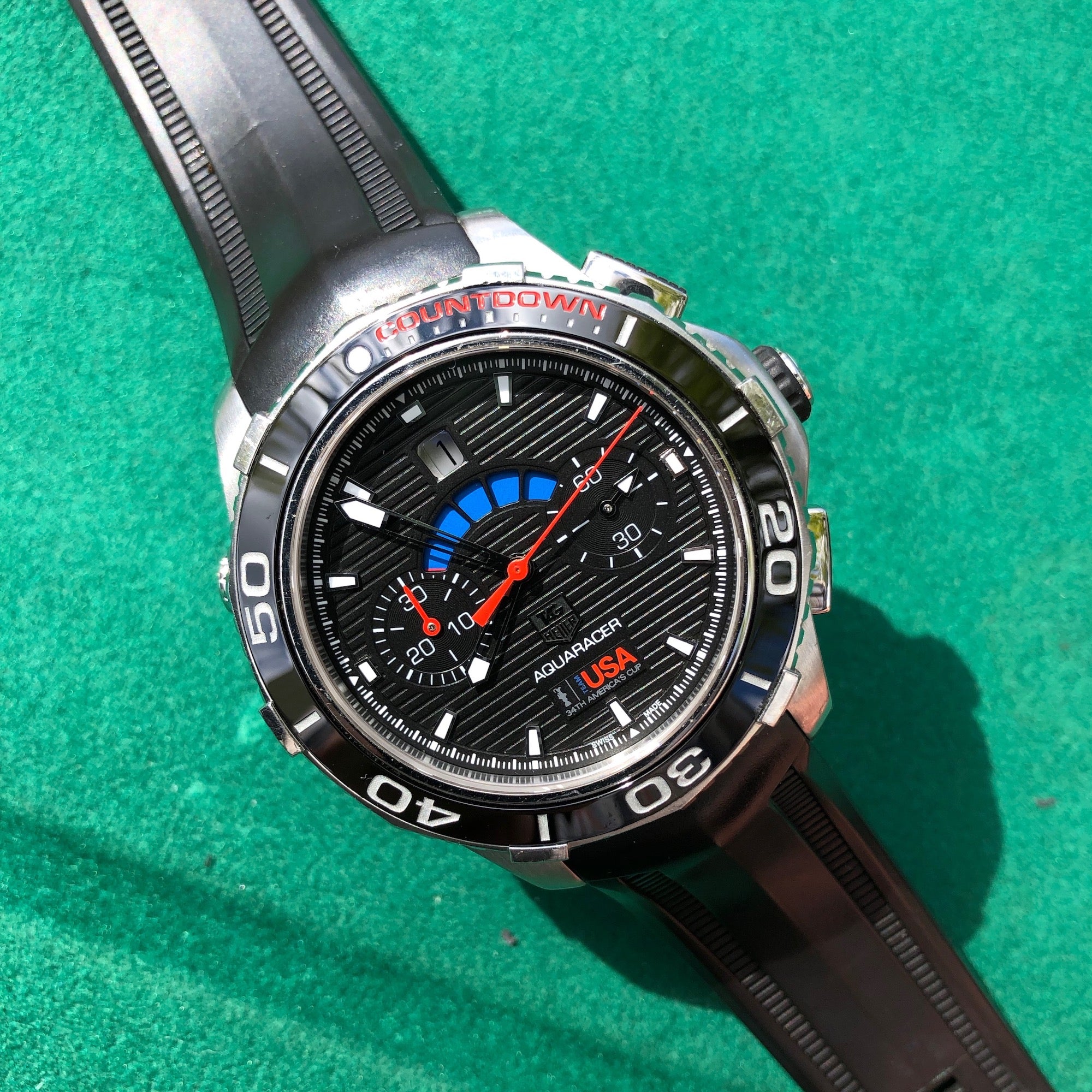 TAG Heuer Aquaracer CAK211B America s Cup Oracle USA Steel 72 Chronograph HASHTAGWATCHCO
