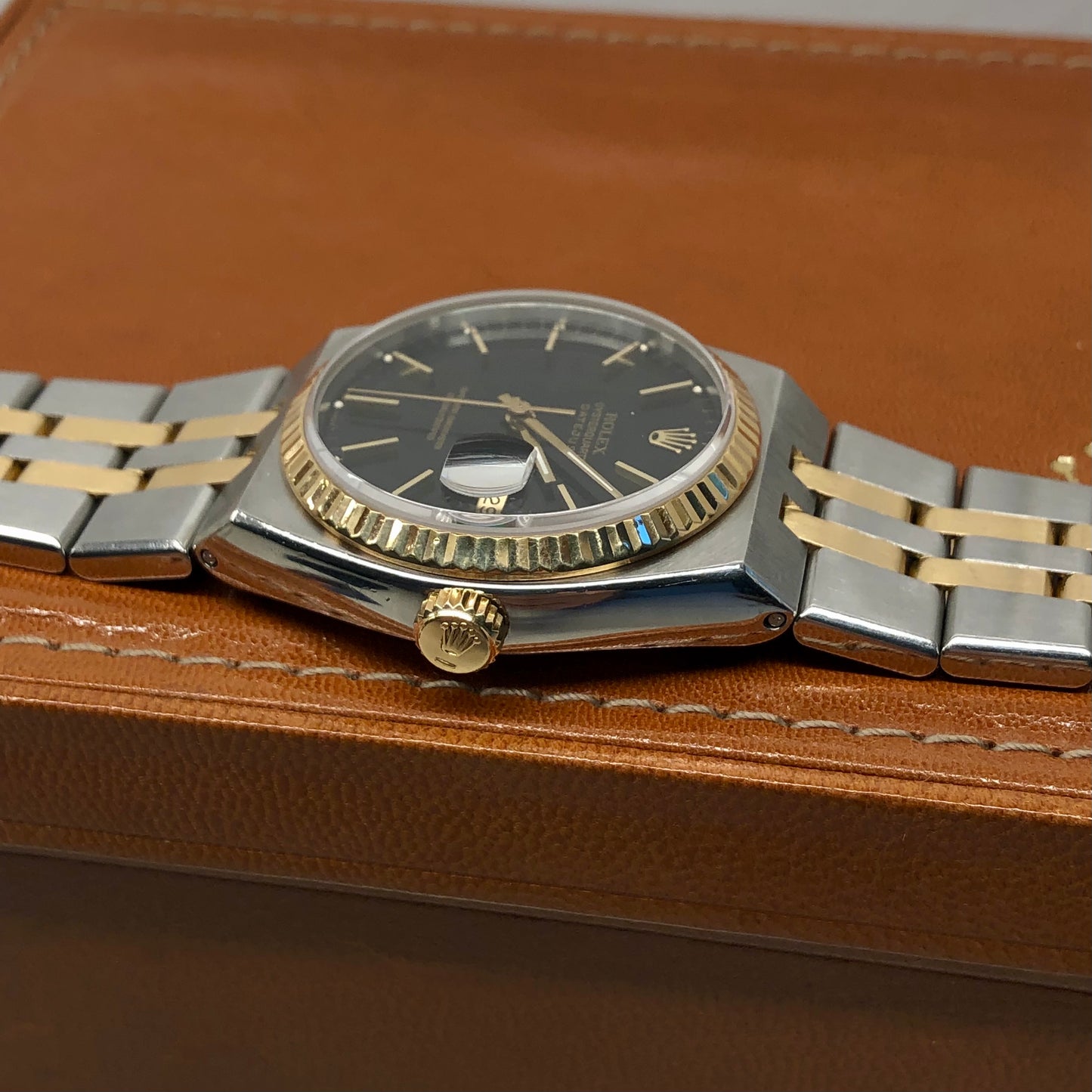 1986 Rolex Datejust Oysterquartz 17013 Black Two Tone Wristwatch with Box Papers - Hashtag Watch Company