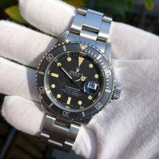 Vintage Rolex Submariner 16800 Matte Dial Sapphire Box Papers Circa 1982 - Hashtag Watch Company
