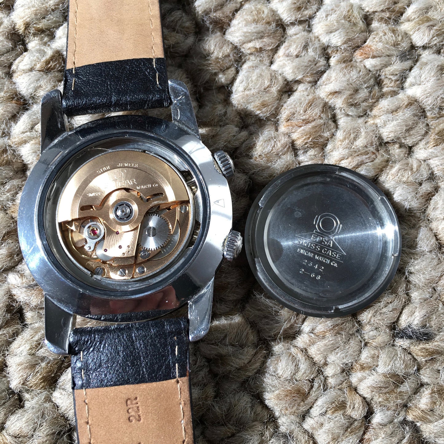 Vintage Enicar Sherpa Guide 600 Silver GMT Automatic Steel Wristwatch 48mm - Hashtag Watch Company