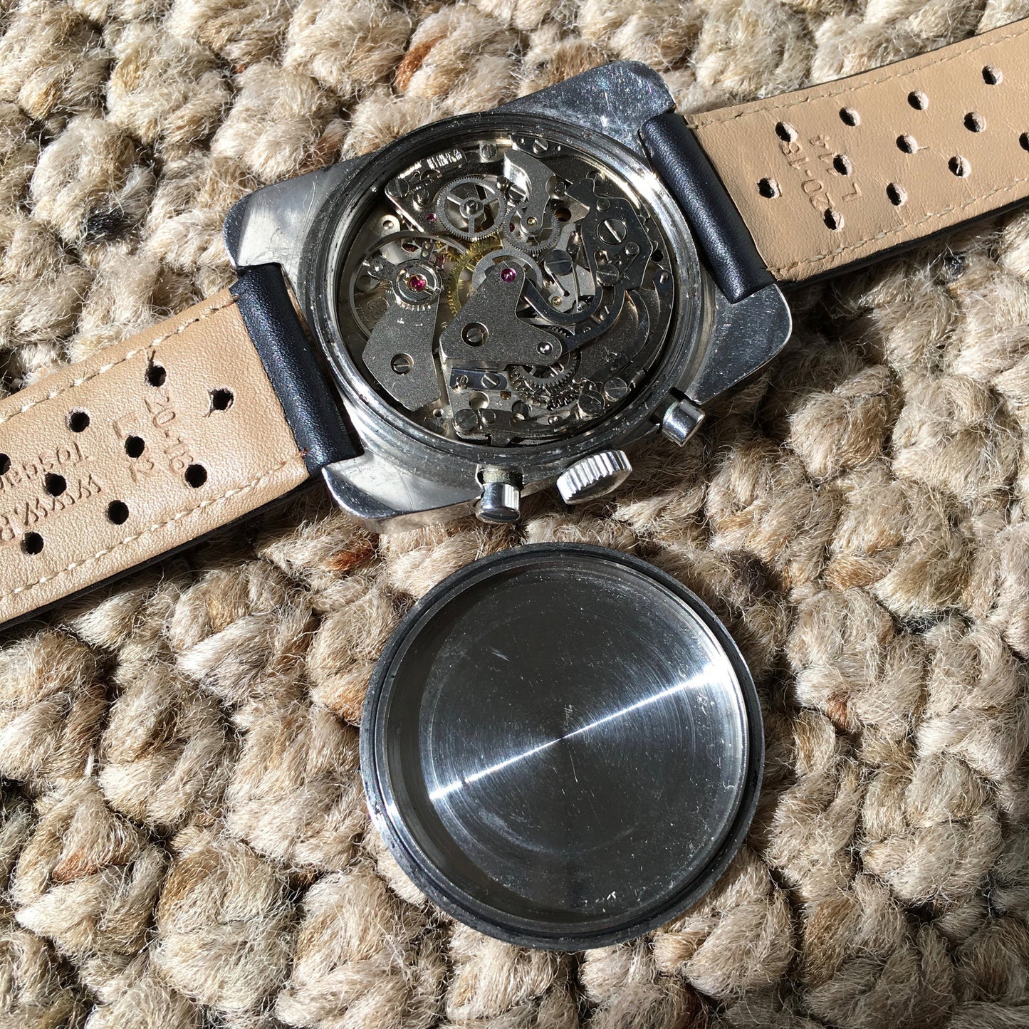 Vintage Alyson Steel Chronograph Vajloux 7734 Manual Wind Black Dial Wristwatch - Hashtag Watch Company