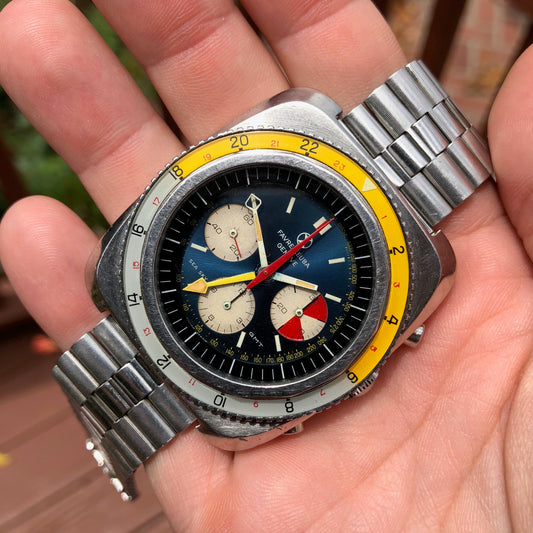 Vintage Favre Leuba Sea Sky GMT 33053 Valjoux 724 Chronograph Wristwatch - Hashtag Watch Company