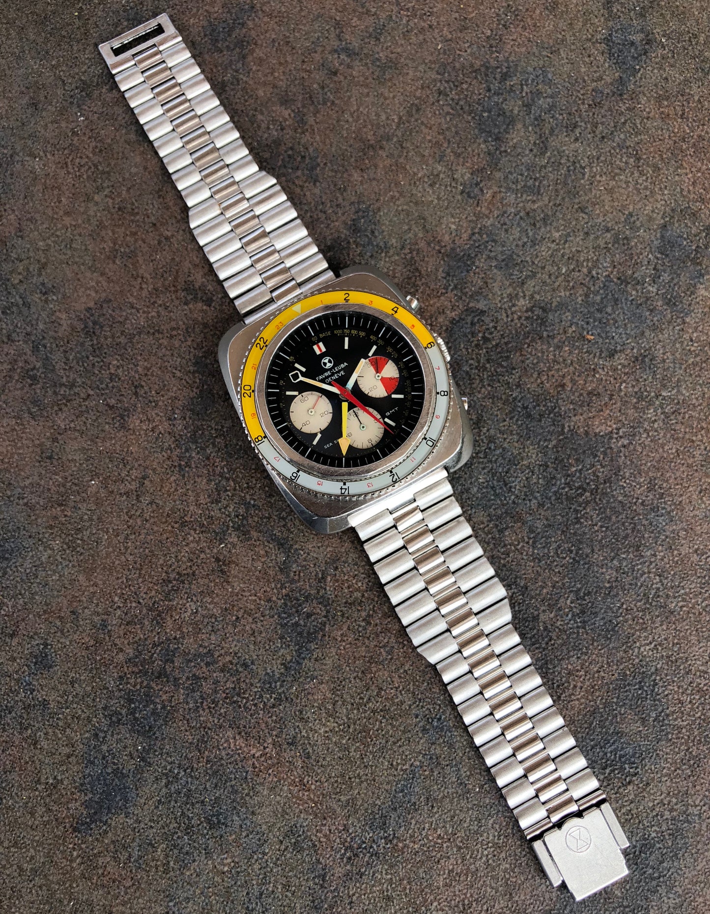 Vintage Favre Leuba Sea Sky GMT 33053 Valjoux 724 Chronograph Wristwatch - Hashtag Watch Company