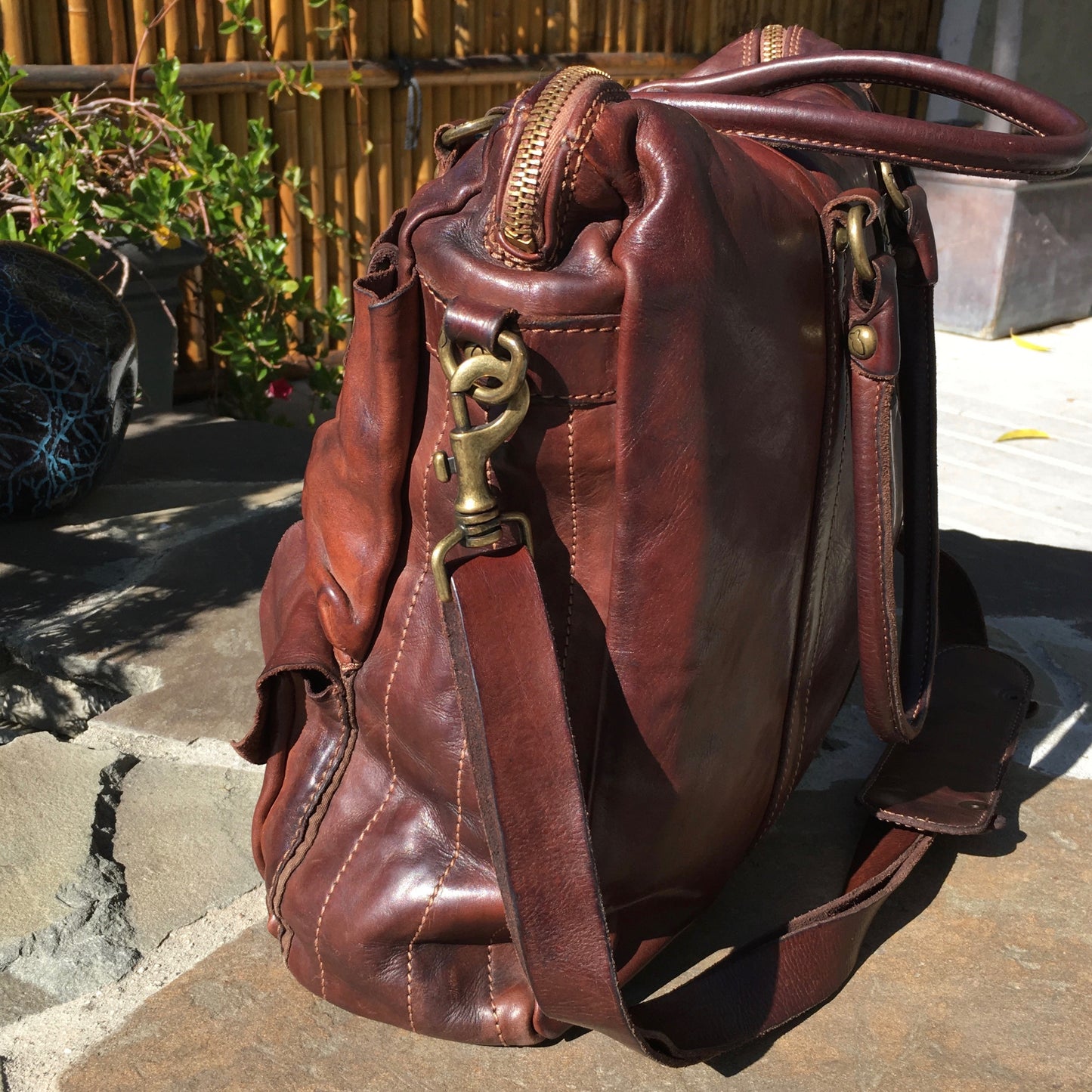Campomaggi Overnight Shoulder Travel Dark Brown Italian Leather Bag - Hashtag Watch Company
