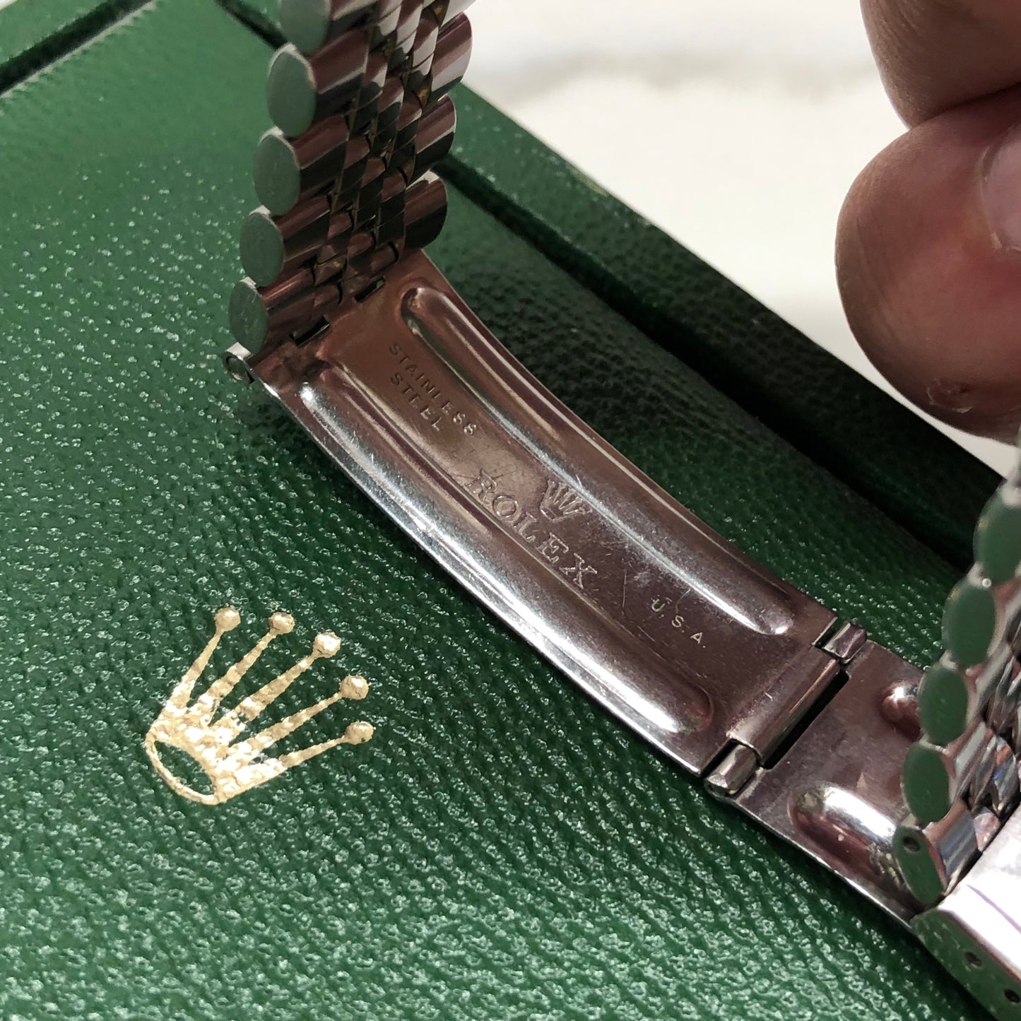 1969 Rolex Datejust 1603 Steel Engine Turned Jubilee Silver Pie Pan Dial Wristwatch with Box - Hashtag Watch Company