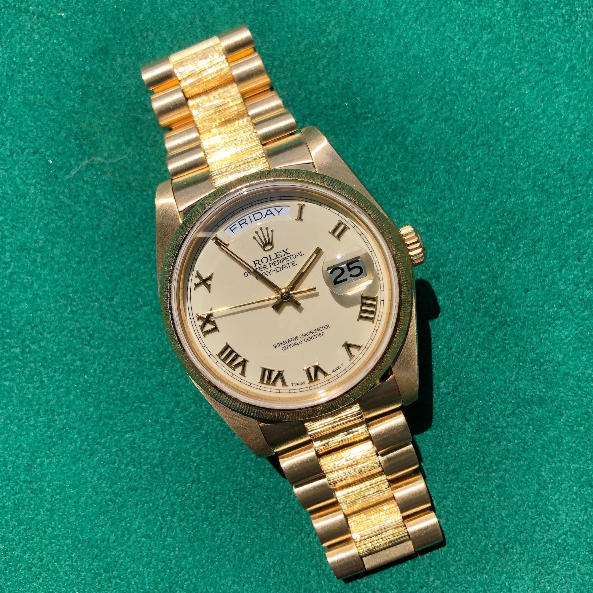 1983 Rolex President 18078 Bark Day Date 18K Yellow Gold Cal. 3055
