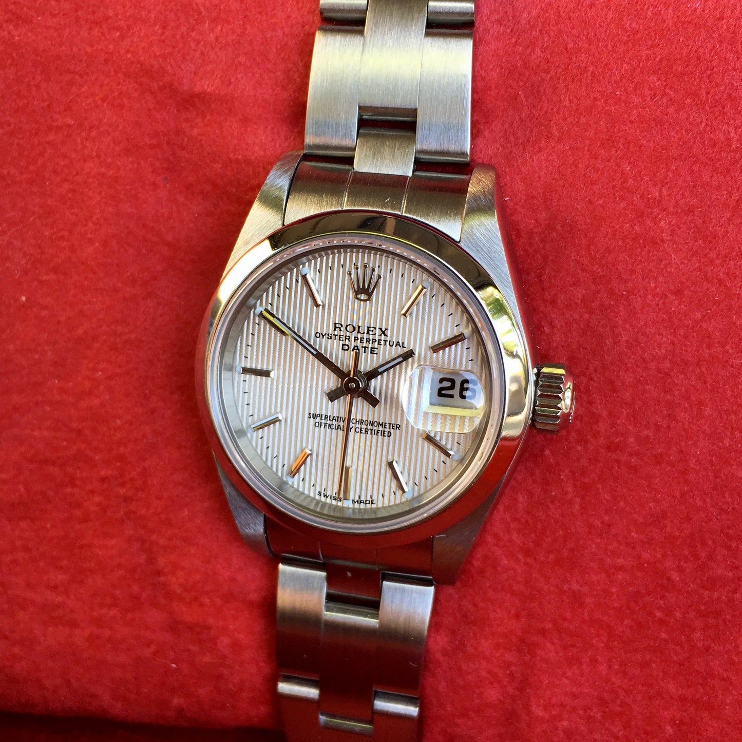 Rolex Date 79160 Silver Tapestry Automatic Stainless Steel Wristwatch Box Papers - Hashtag Watch Company