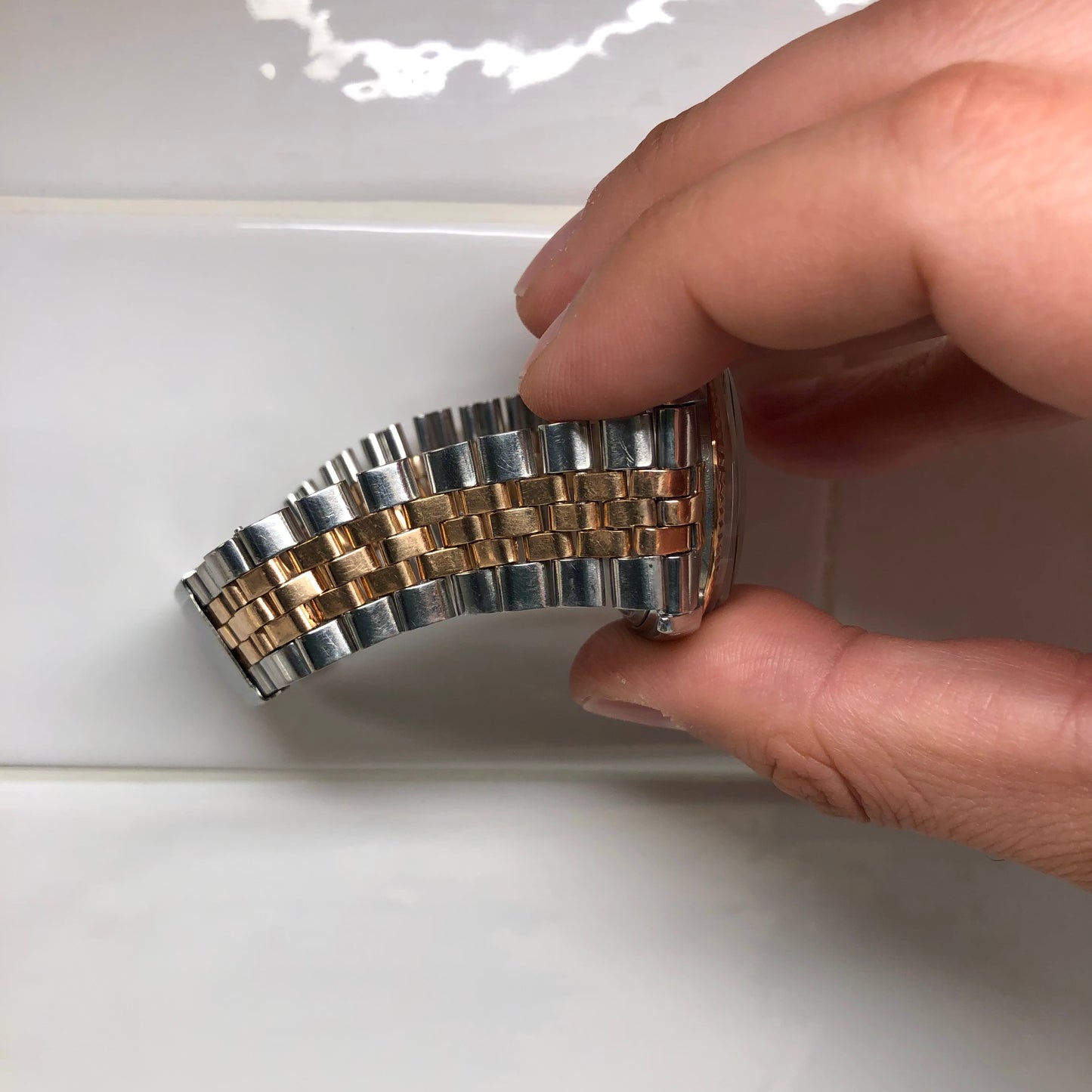 1968 Rolex Datejust 1601 Two Tone Rose Gold Steel Fluted Bezel Jubilee Wristwatch - Hashtag Watch Company