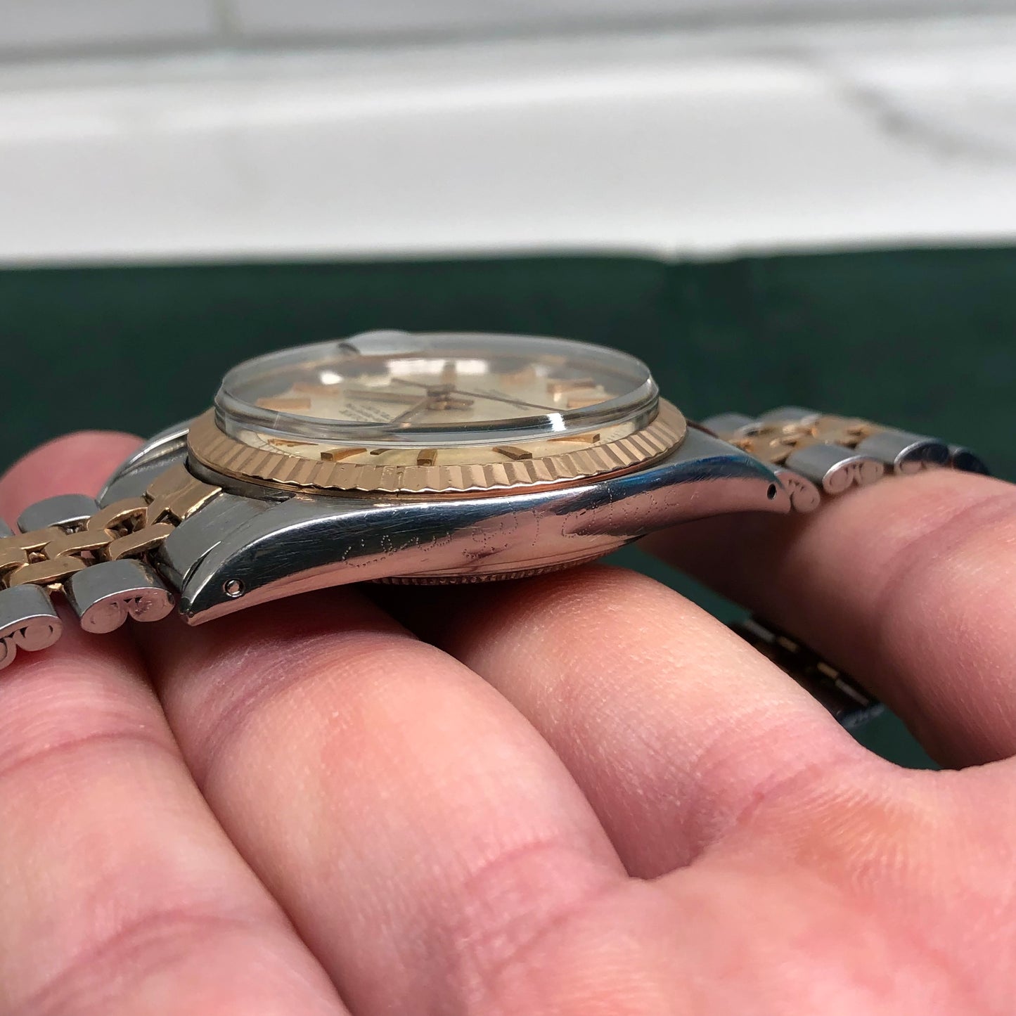 1968 Rolex Datejust 1601 Two Tone Rose Gold Steel Fluted Bezel Jubilee Wristwatch - Hashtag Watch Company