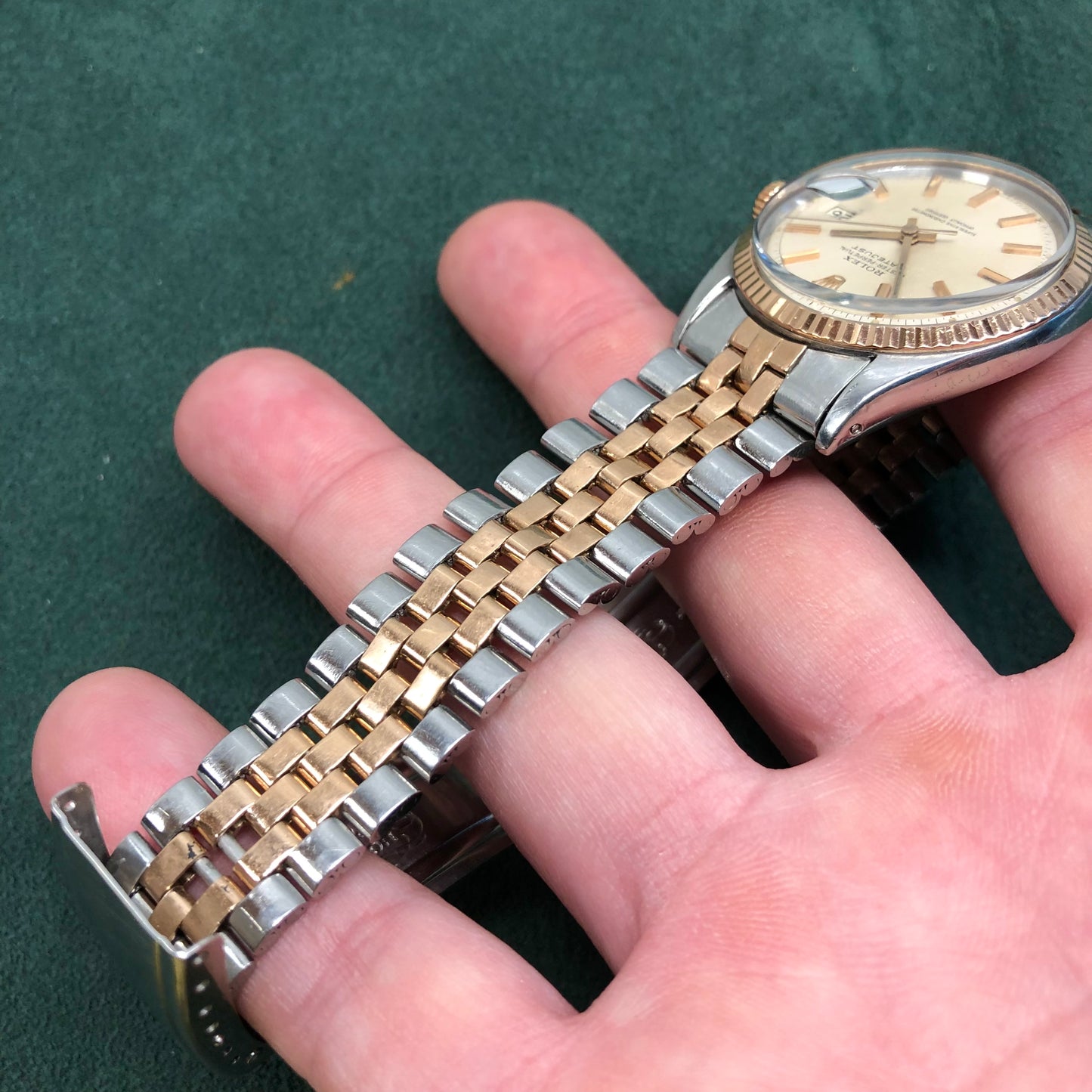 1968 Rolex Datejust 1601 Two Tone Rose Gold Steel Fluted Bezel Jubilee Wristwatch - Hashtag Watch Company