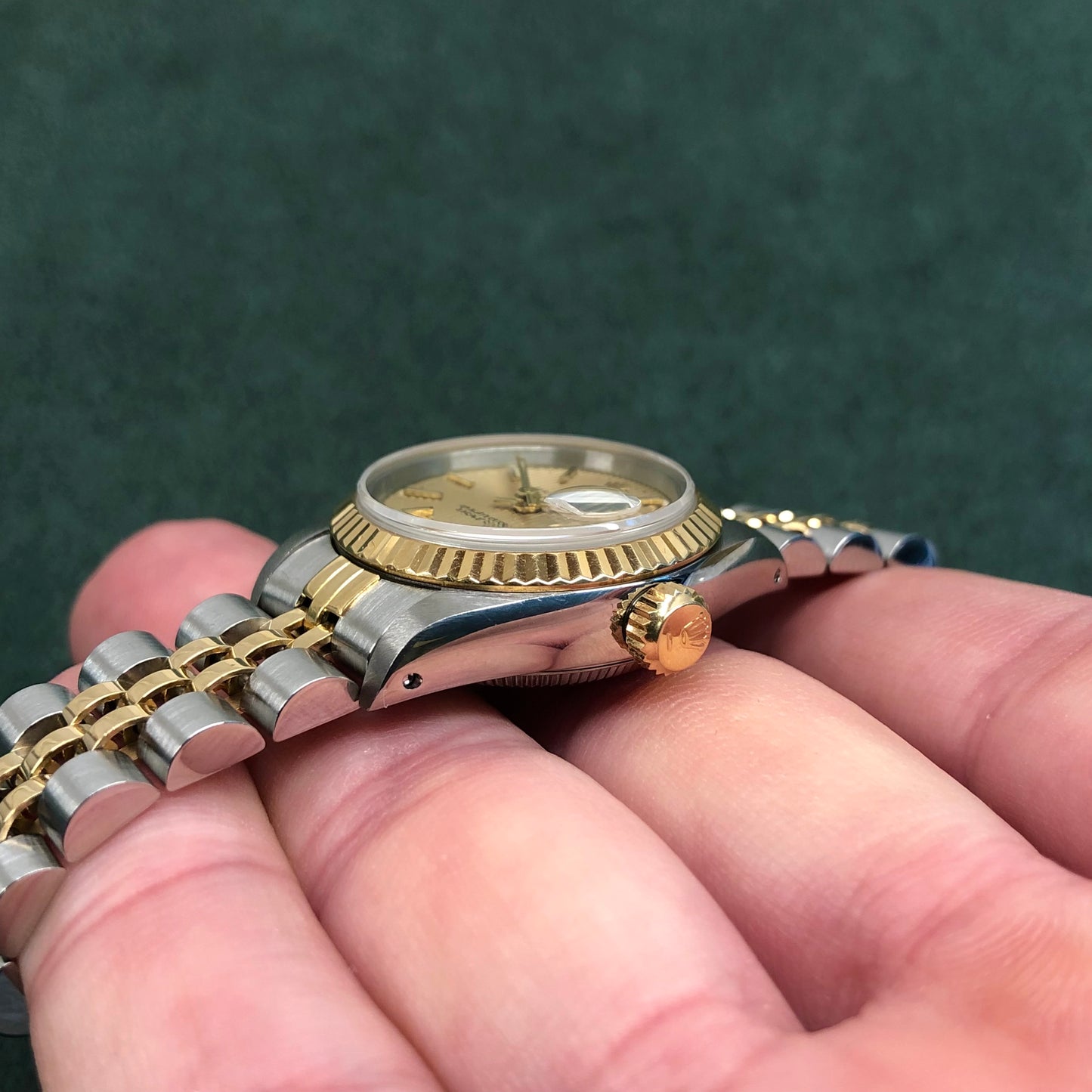 1990 Rolex Datejust 69173 Two Tone Jubilee Champagne Tapestry Dial Ladies Wristwatch Service Papers - Hashtag Watch Company
