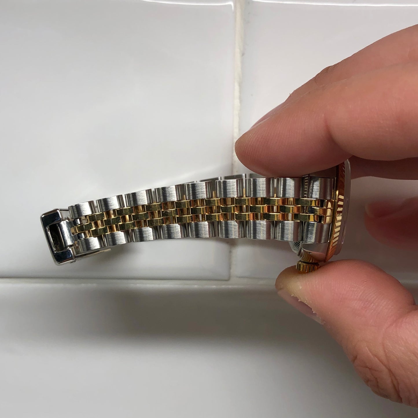 1990 Rolex Datejust 69173 Two Tone Jubilee Champagne Tapestry Dial Ladies Wristwatch Service Papers - Hashtag Watch Company
