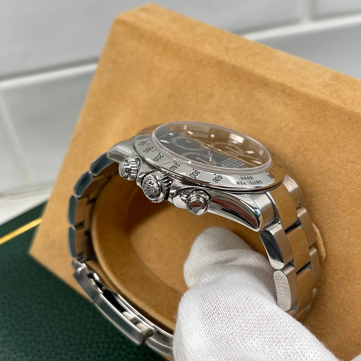 2002 Rolex Daytona Cosmograph 116520 Black Steel Oyster Chronograph Box Papers - Hashtag Watch Company