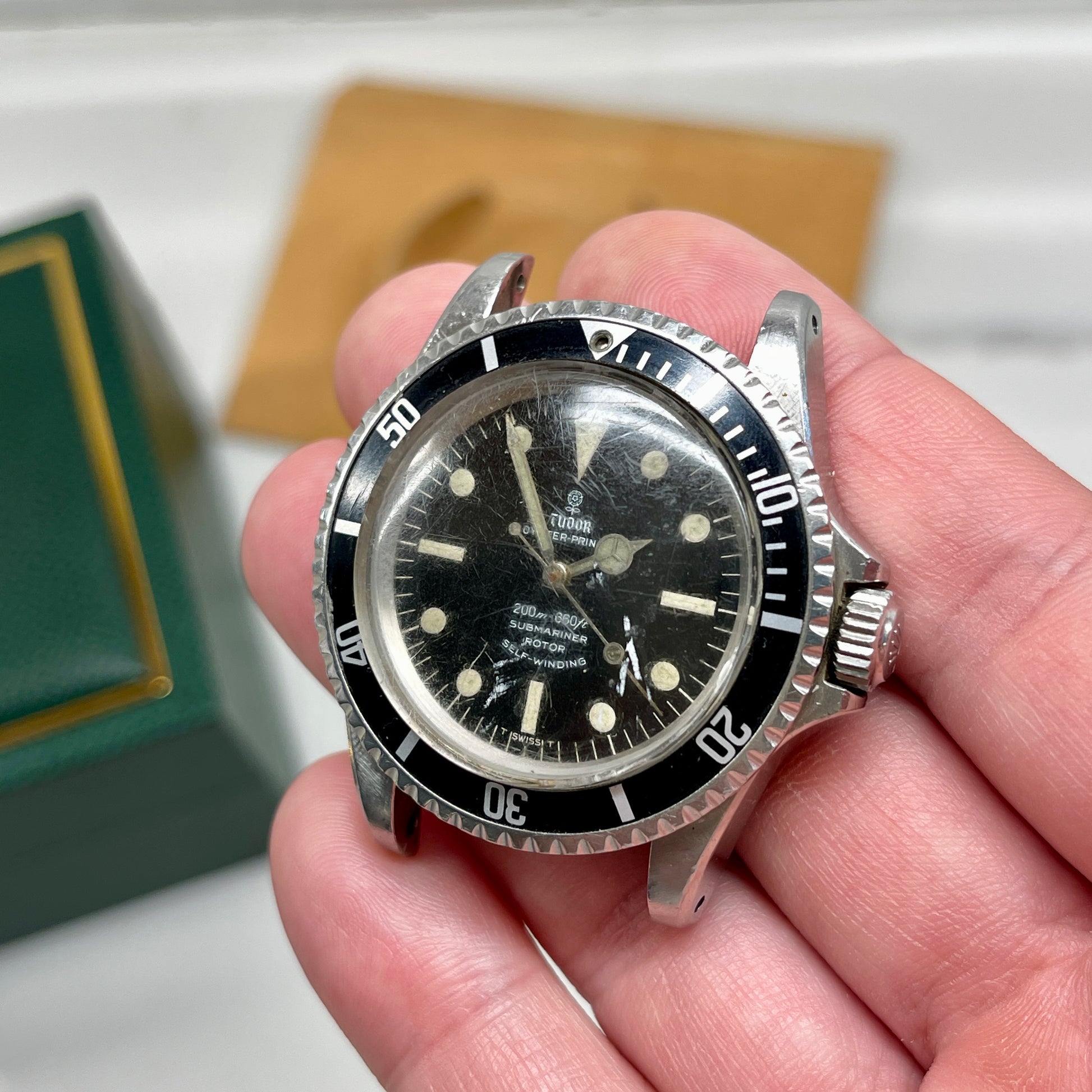 1967 Vintage Tudor Submariner 7928 Oyster Prince Small Rose Automatic Fat Font Wristwatch "Barn Find" - Hashtag Watch Company