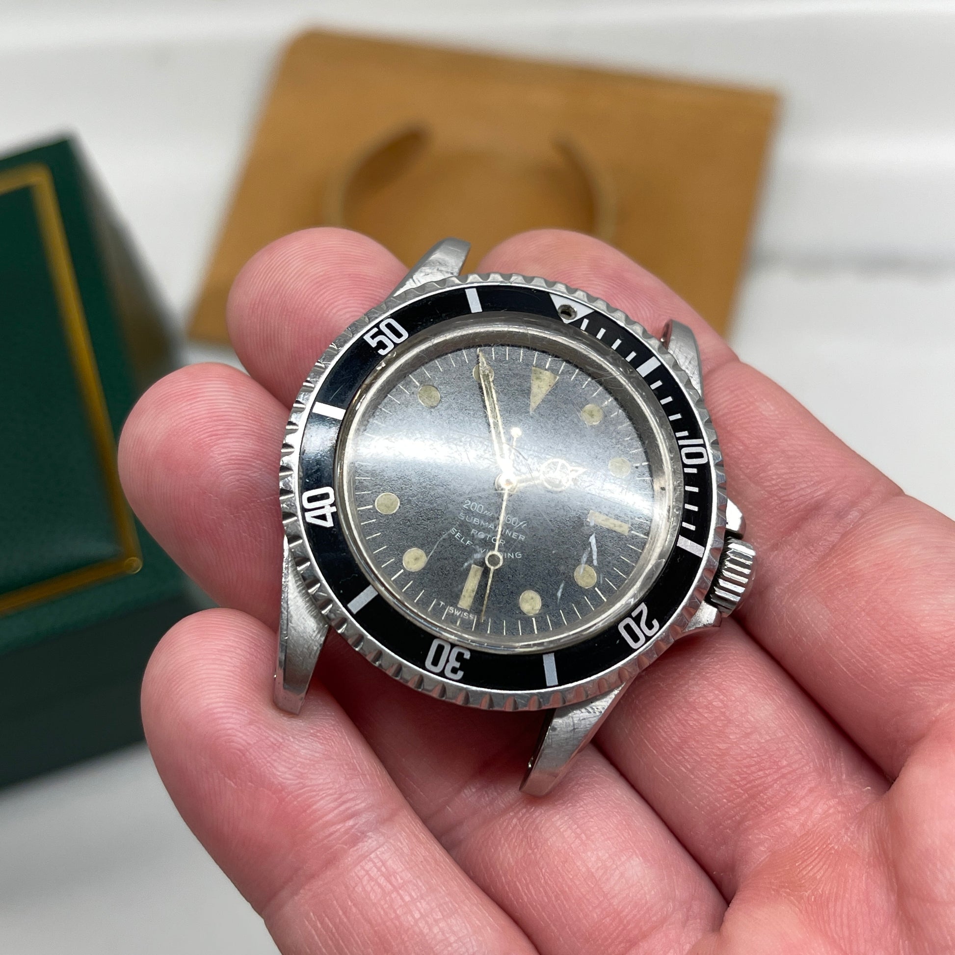 1967 Vintage Tudor Submariner 7928 Oyster Prince Small Rose Automatic Fat Font Wristwatch "Barn Find" - Hashtag Watch Company