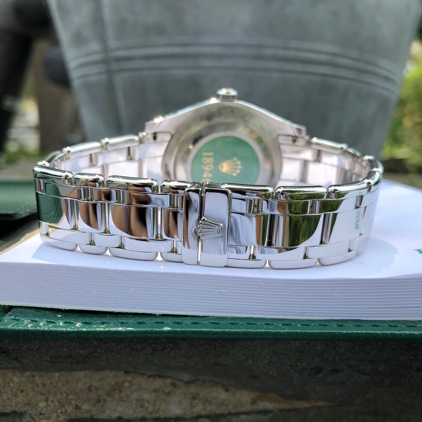 Rolex Pearlmaster 18946 Platinum 39mm Rhodium Serti Diamond Day Date Wristwatch Box & Papers - Hashtag Watch Company