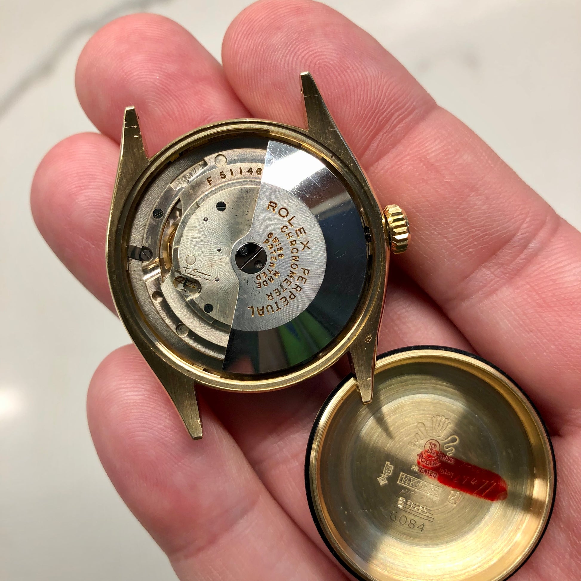 1958 Rolex Oyster Perpetual 6084 14K Yellow Gold Automatic Original Dial Wristwatch - Hashtag Watch Co.