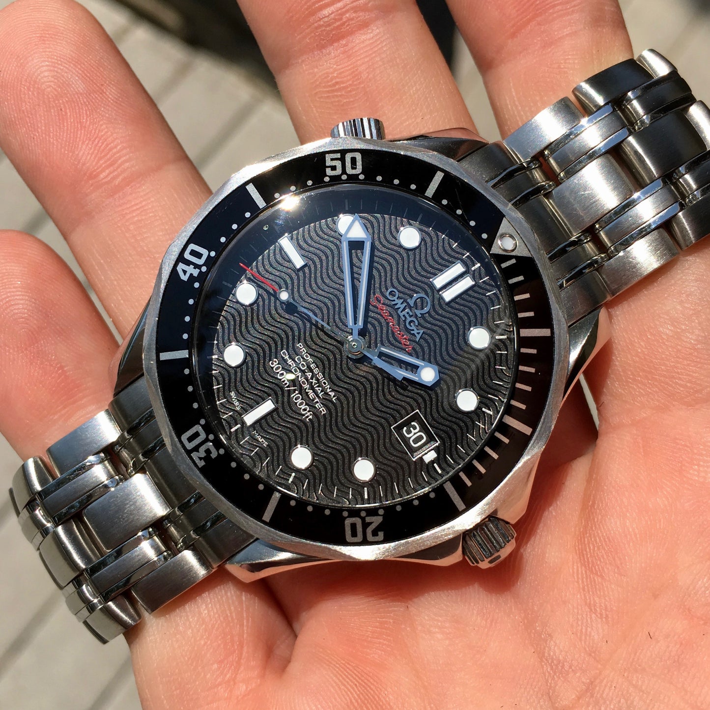 Omega Seamaster 212.30.41.20.01.002 Co-Axial 41mm Steel Black Wave Dial Wristwatch Box and Papers - Hashtag Watch Company