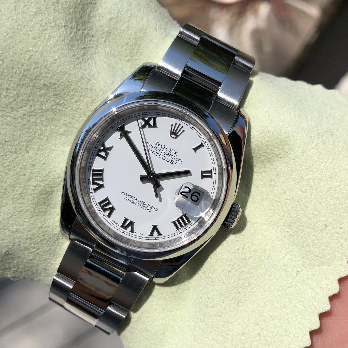 Rolex Datejust 116200 Oyster Perpetual White Roman 36mm Wristwatch Box & Papers - Hashtag Watch Company