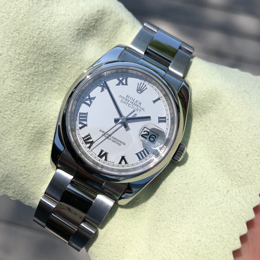 Rolex Datejust 116200 Oyster Perpetual White Roman 36mm Wristwatch Box & Papers - Hashtag Watch Company