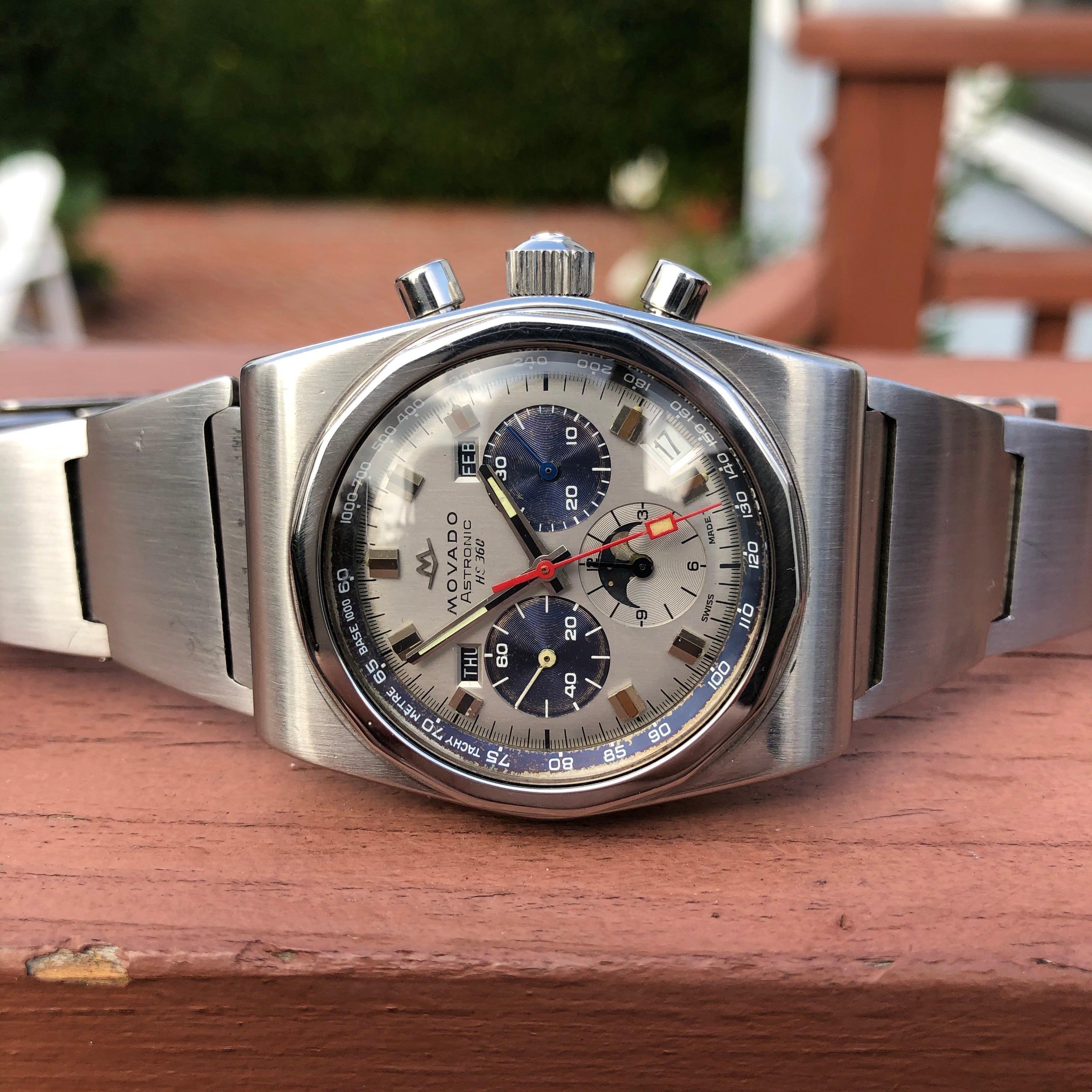 Vintage Movado Astronic HS360 Super Sub Sea El Primero Chronograph