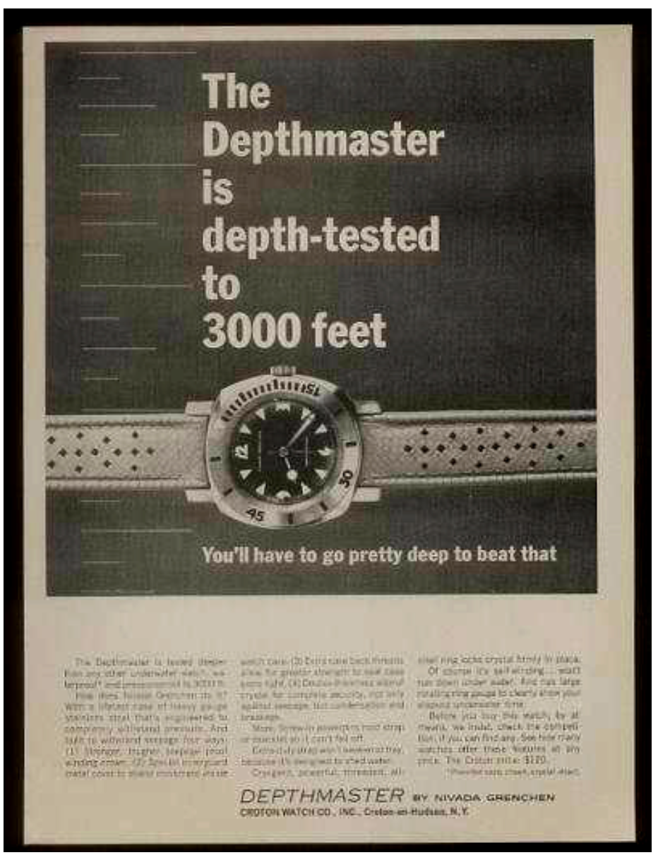 Vintage Nivada Grenchen PacMan Depthmaster 35232 Automatic 3000M Wristwatch - Hashtag Watch Company