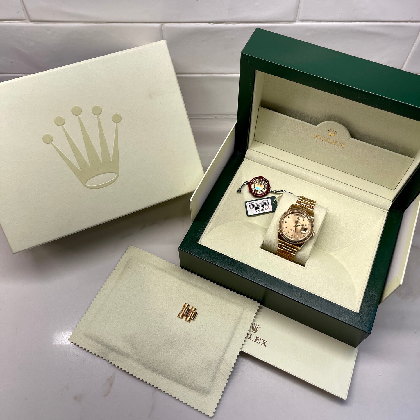 2008 Rolex President Day Date 18K Yellow Gold 36mm Unpolished Wristwatch - Hashtag Watch Company