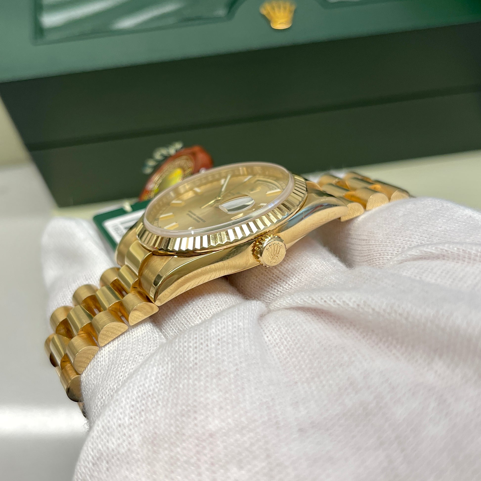 2008 Rolex President Day Date 18K Yellow Gold 36mm Unpolished Wristwatch - Hashtag Watch Company